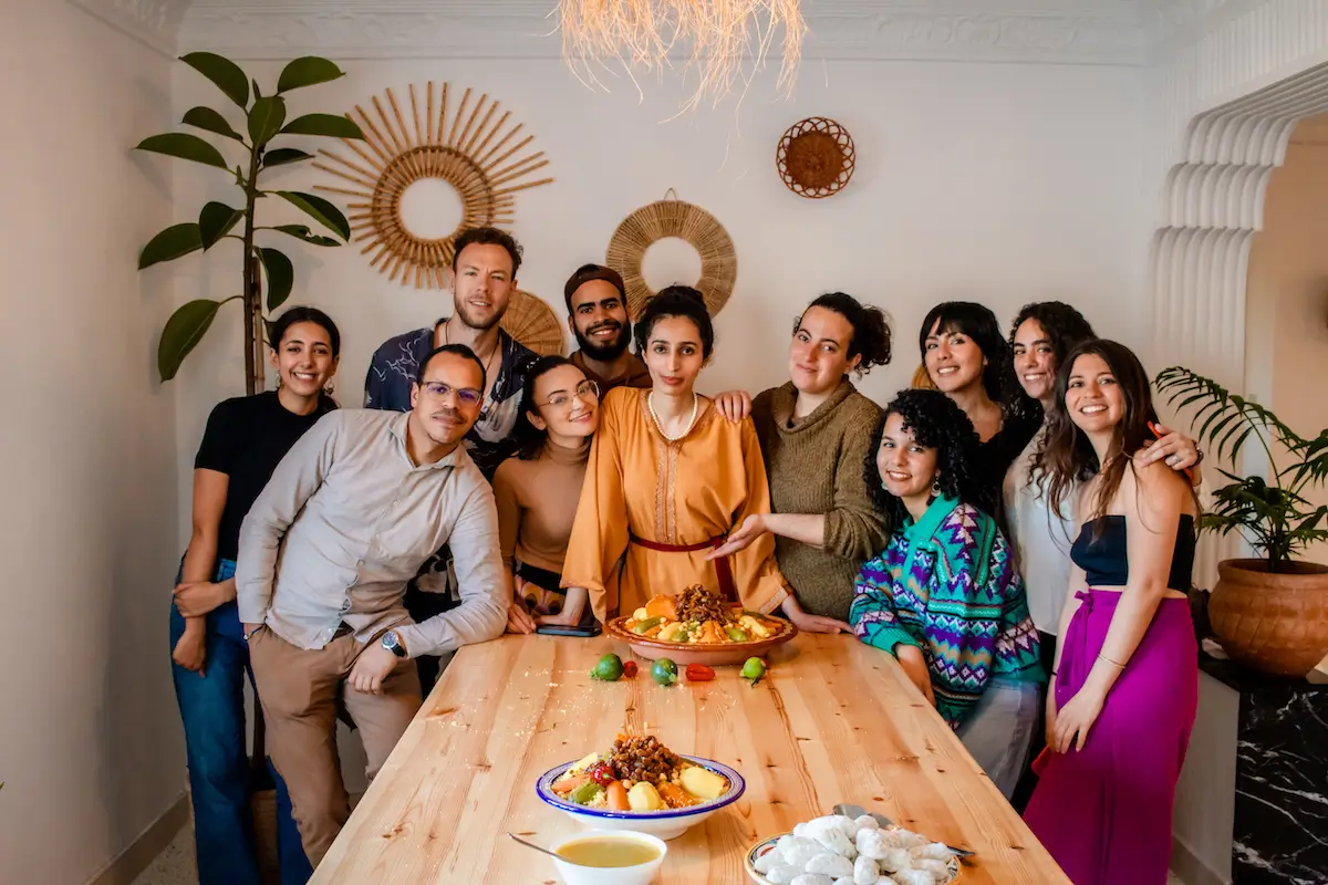 Group of friends in Morocco gathered to break the Ramadan fasting